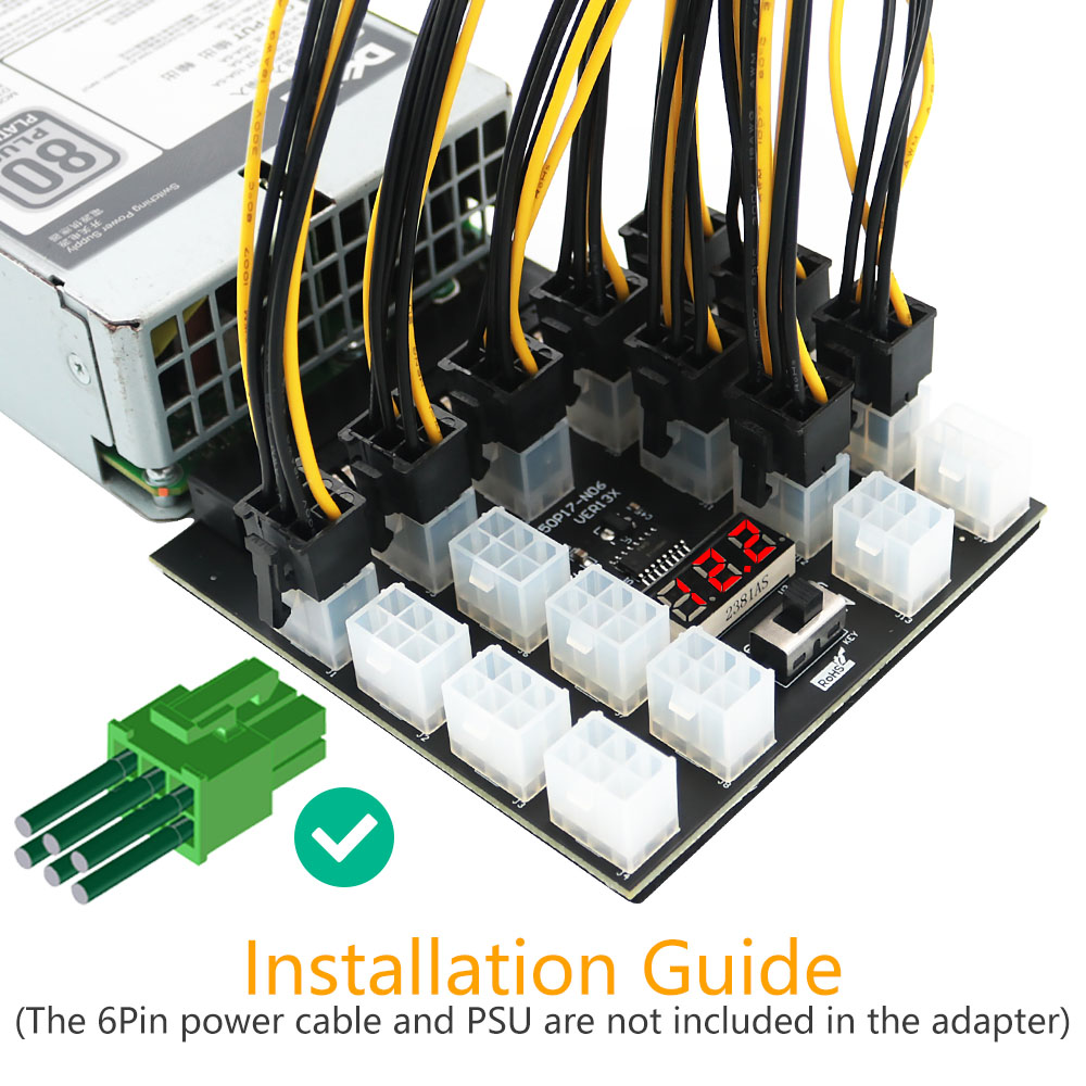 PCI-E 12V 50Pin To ATX 17 X 6P - 2000W Atx Mining Power Supply บทวิจารณ์และราคา