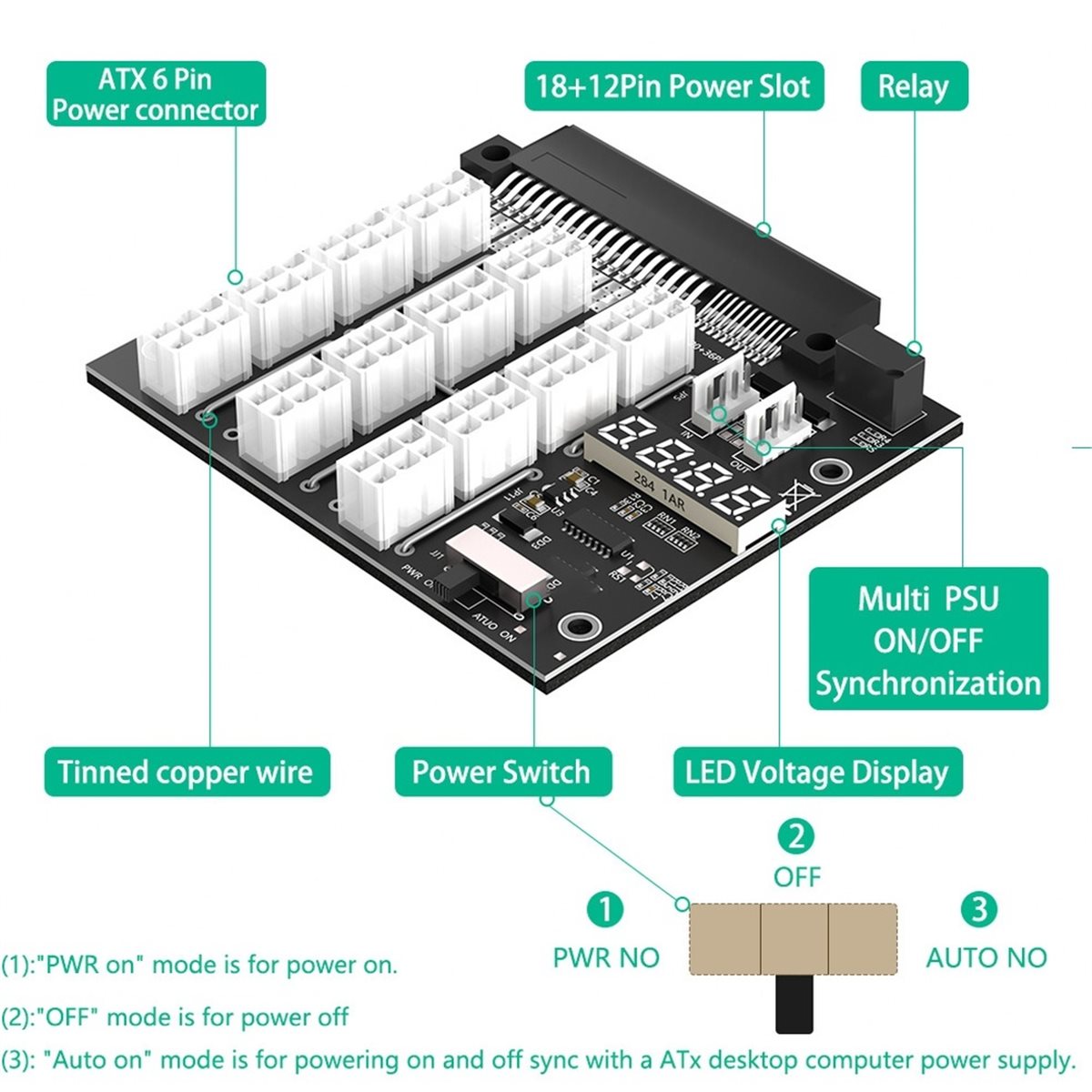 M05K 12 พอร์ต PCIe 6Pin Connec - 2400W Server Psu Breakout Board บทวิจารณ์และราคา
